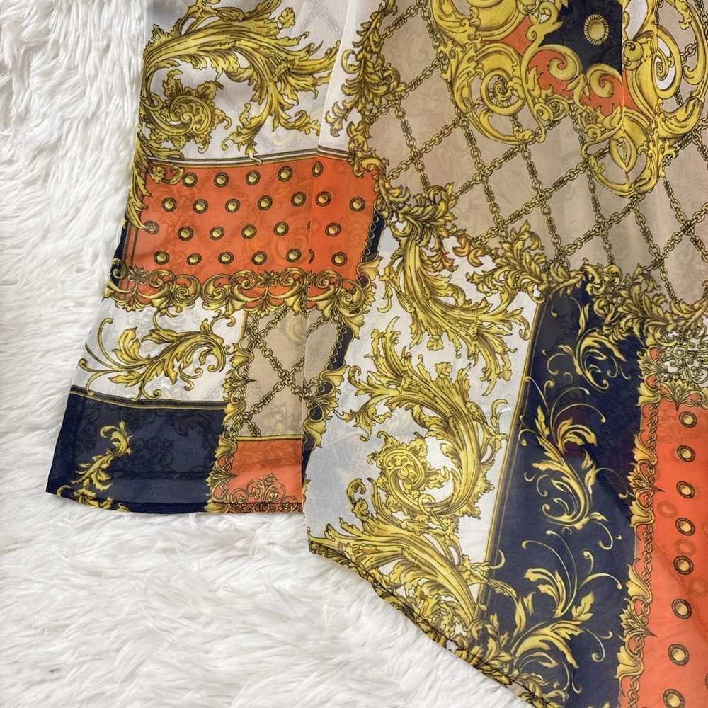 Susan Graver 3X Sheer Floral Kimono Open Front Sleeveless Boho Baroque Pattern - Picture 6 of 10